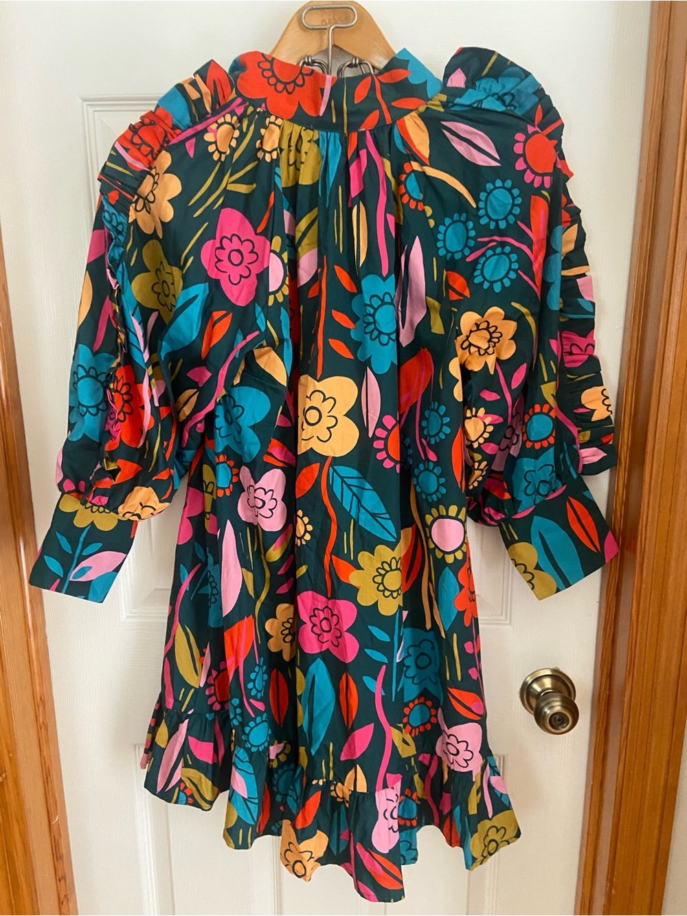 Karlie Floral Ruffle Dress Women’s Colorful Puff Sleeve Mini Dress - Picture 2 of 8